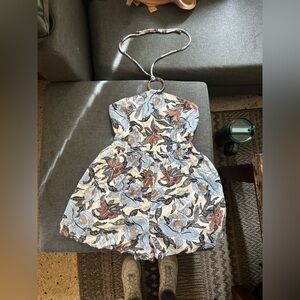 Old Navy Floral Halter Romper - Blue, Brown, Cream